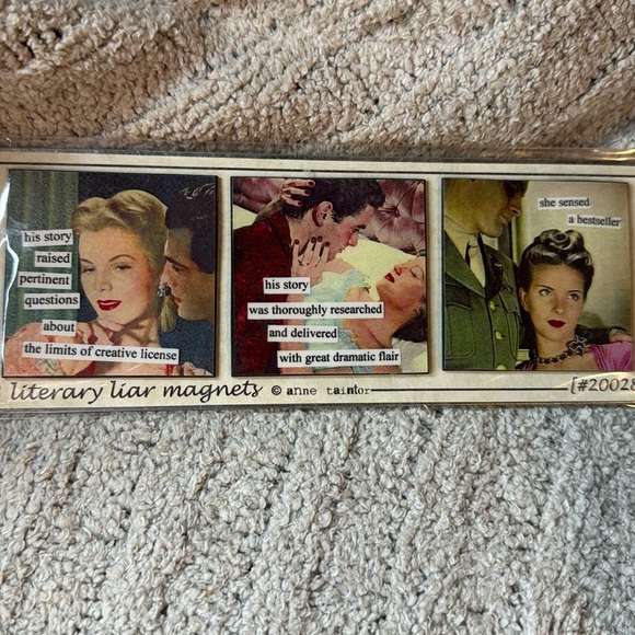 Retro Fun from Anne Taintor!!! Set of 3 magnets on a large silver metal magnet - Picture 1 of 7